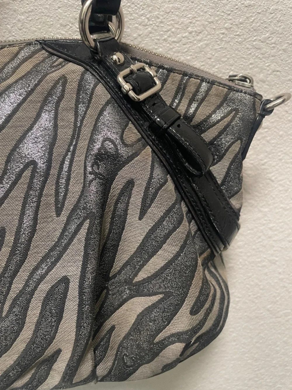 Y2K Coach Zebra Print Satchel in Black and Silver - Picture 8 of 13